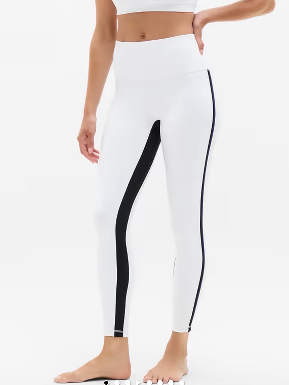 Athleta White Leggings with Black Side Trim